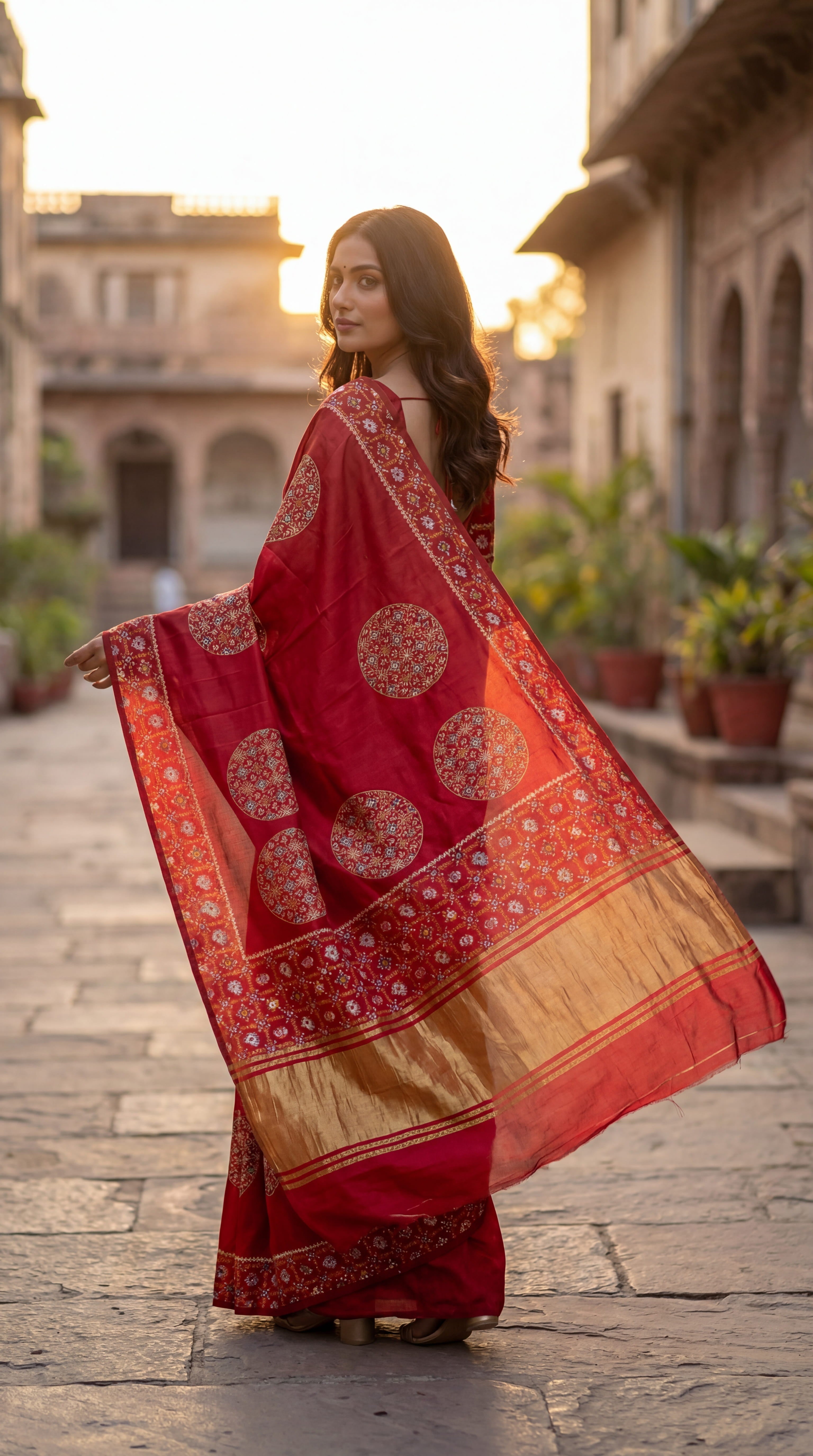 Gajji Silk Ajrakh Print Festive Saree
