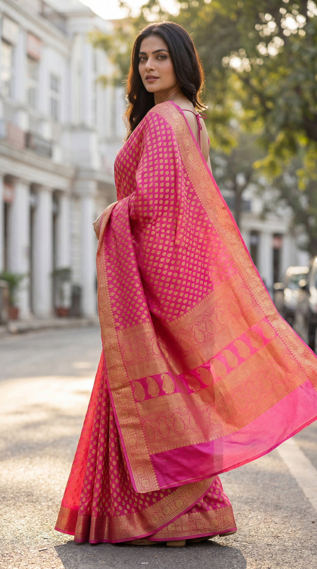 Pink Georgette Banarasi Zari Saree