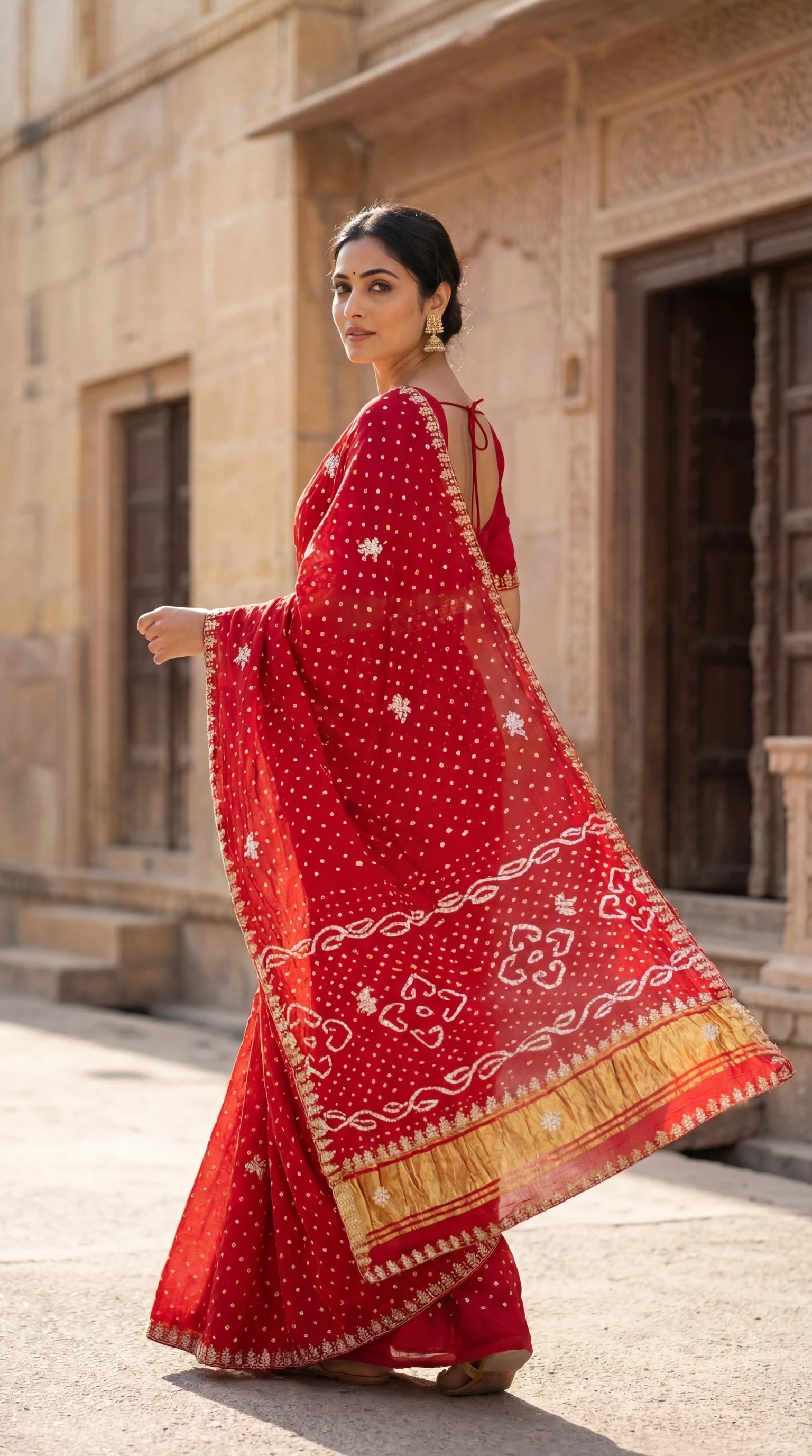 Modal Gajji Bandhani Cutdana Mangalpath Saree