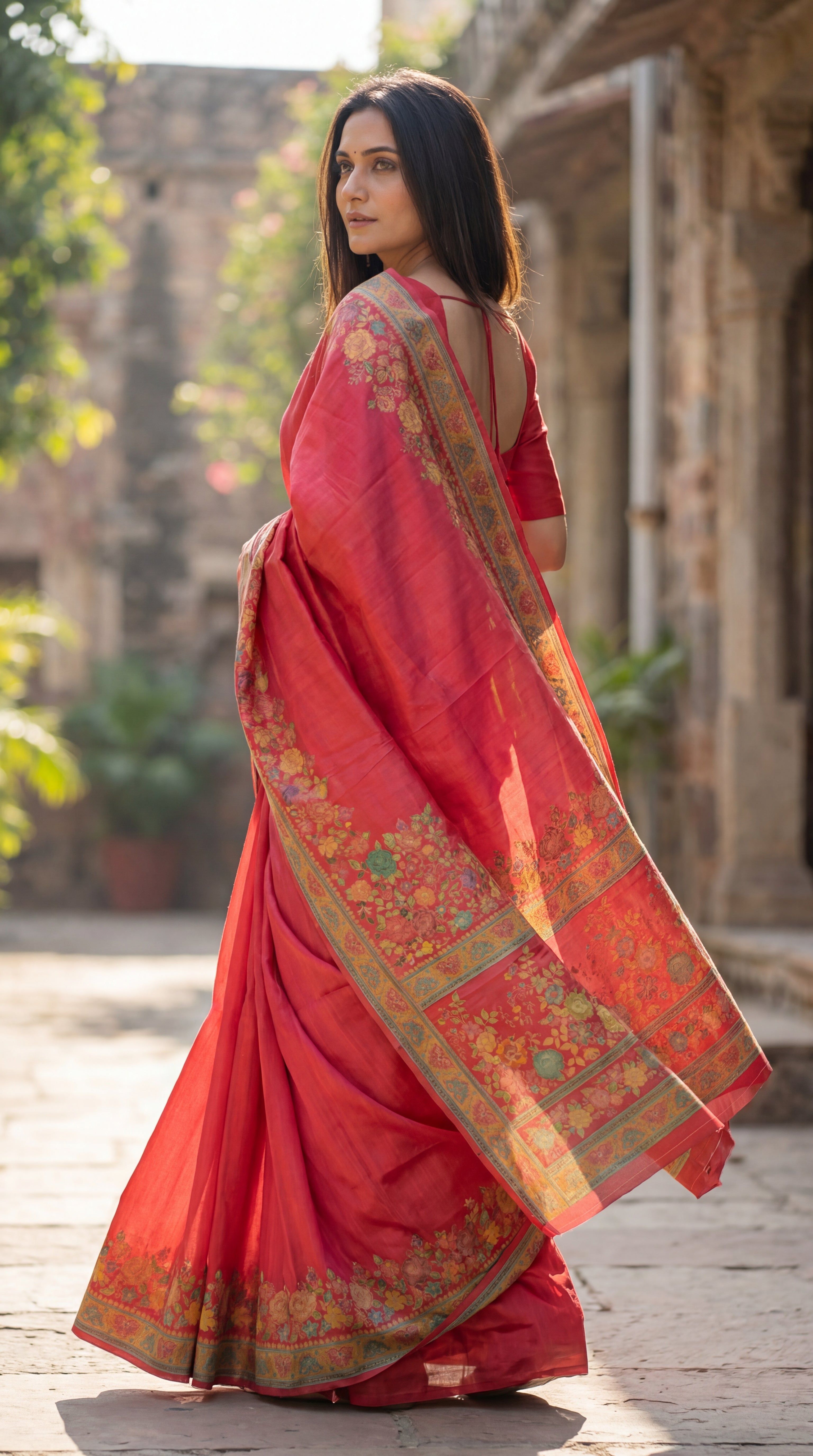 Elegant Floral Border Silk Saree 