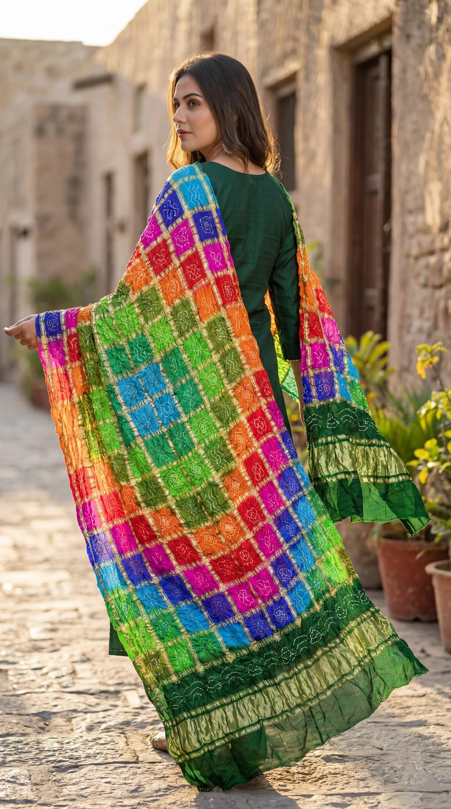 Pure Gajji Silk Bandhani Zari Festive Dupatta