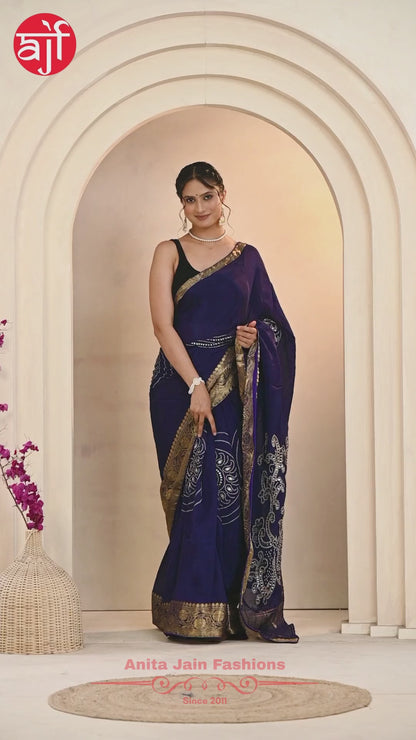 HO Silk Saree with Zari Weaving and Bandhani Design, Includes Blouse Piece