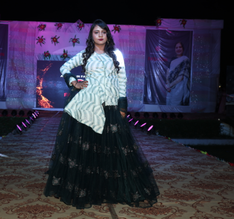 Designer crop top and skirt - full flayer | Anita Jain Fashions