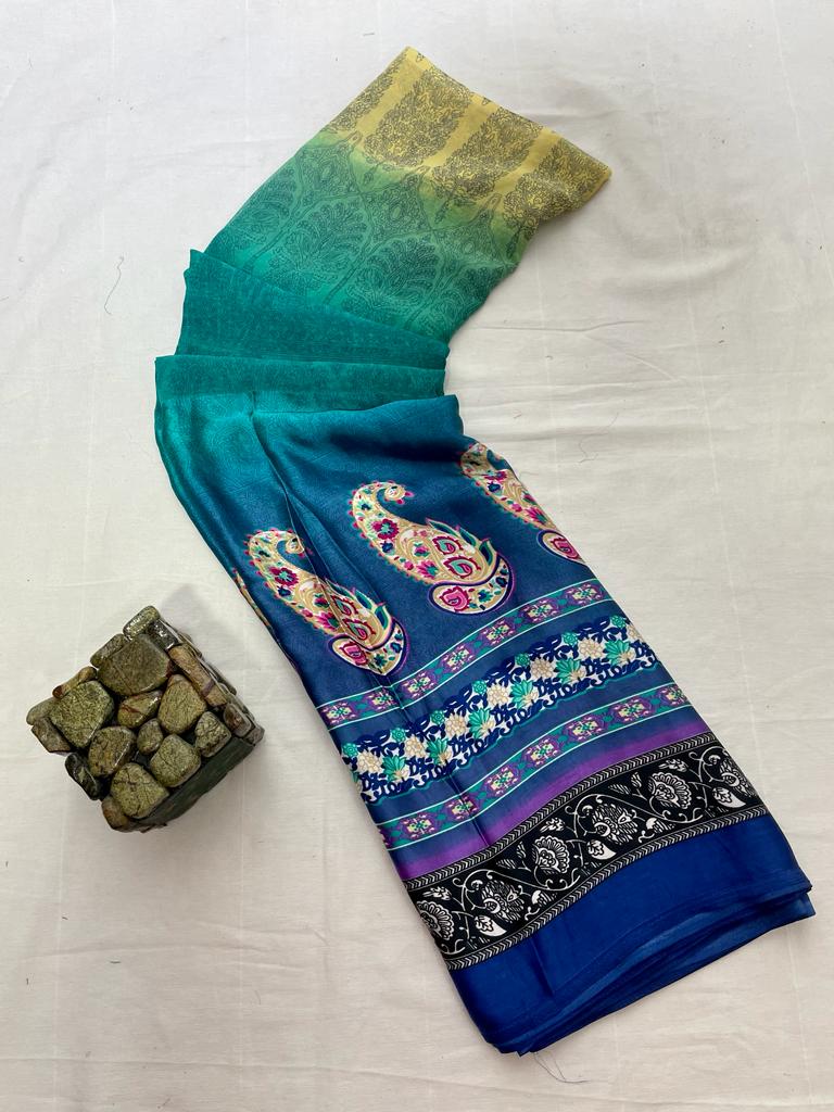 Semi Gazzi Silk Saree| Digital Printed Saree