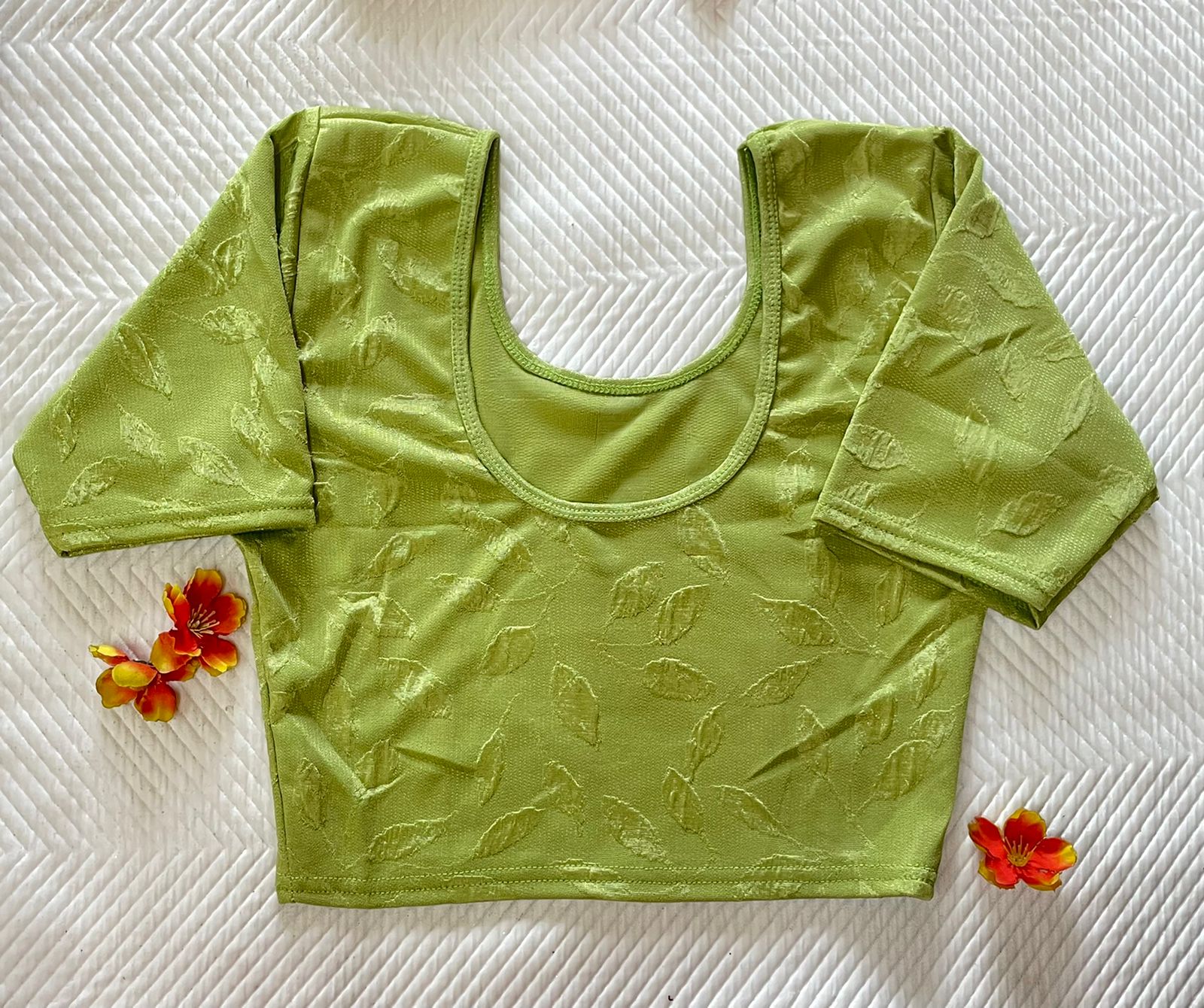 Light green stretchable hosiery blouse
