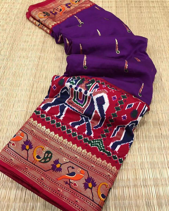 Multicolor Patola Print Sarees | Silk Fabric | with Blouse | Anita Jain Fashions