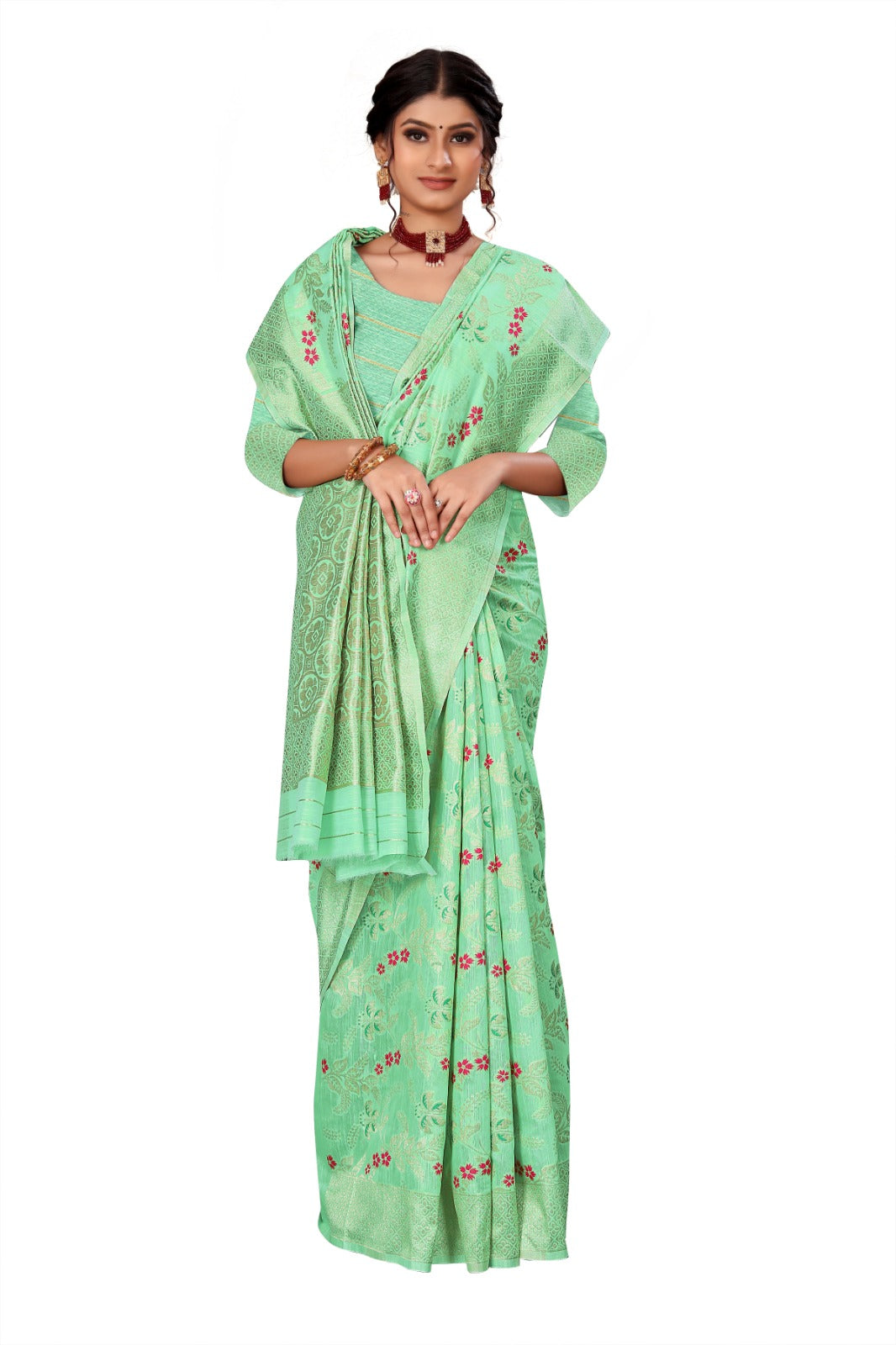 Premium cotton zari weaving saree with rich pallu and blouse | Anita Jain Fashions
